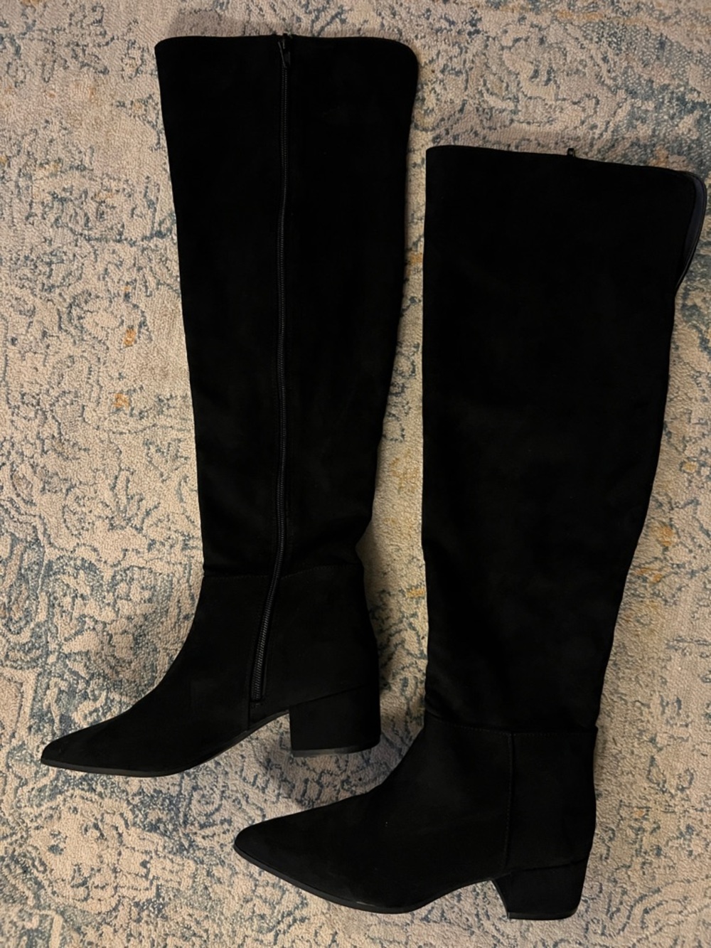 ON 34th Gabriella Over-the-Knee Block Heel Suede Black Boots